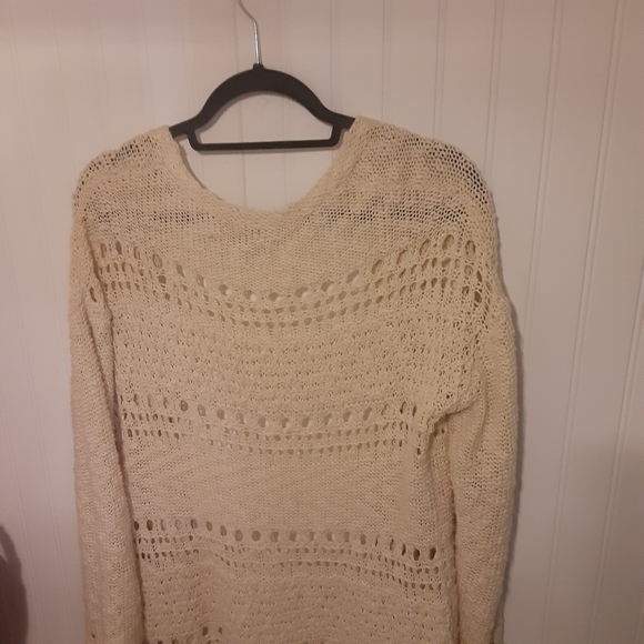 De collection size S loose knit open front long cardigan drop shoulder fringe - Picture 5 of 11